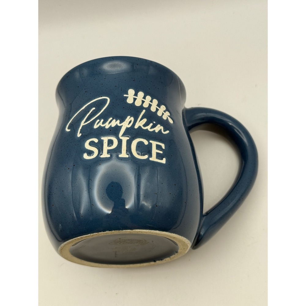 Destination Holiday Pumpkin Spice Coffee Mug Navy Blue Speckled Ceramic Fall Cup